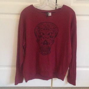 red H&M candy skull sweatshirt